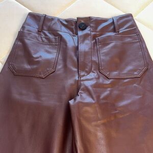 Colette Maeve by Anthropologie faux leather chocolate brown crop pants